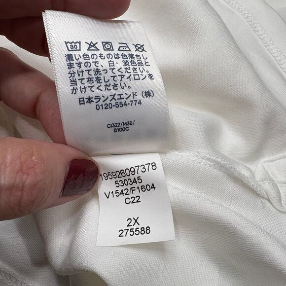 Draper James x Lands End 2X Top Polo Sleeveless Gingham Collar White Golf Preppy - Picture 13 of 13